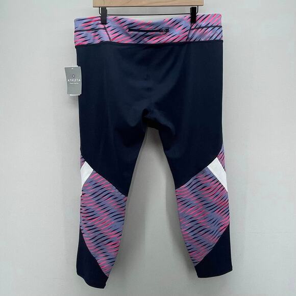 Athleta‎ Electra Sonar Navy Blue Pink 7/8 Tight - Picture 2 of 7